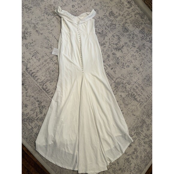 Lulus Arienne White Off-the-Shoulder Mermaid Maxi Dress Medium Bridal Wedding - Picture 3 of 8